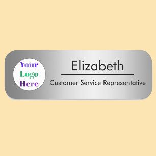Faux Silver Company Branded Your Logo Here Name Tag