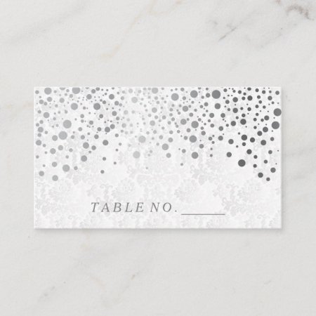Faux Silver Confetti Dots Place Cards