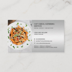 Faux Silver Custom Formal Food Business Catering Card