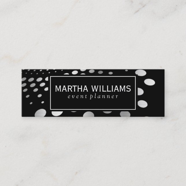 Faux Silver Dots Pattern Mini Business Card (Front)