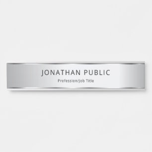 Faux Silver Elegant Modern Glamour Template Door Sign
