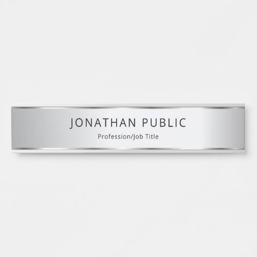 Faux Silver Elegant Modern Glamour Template Door Sign
