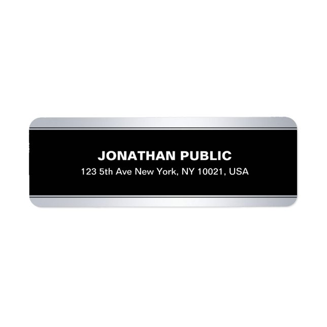 Faux Silver Elegant Modern Stylish Black Template Label (Front)