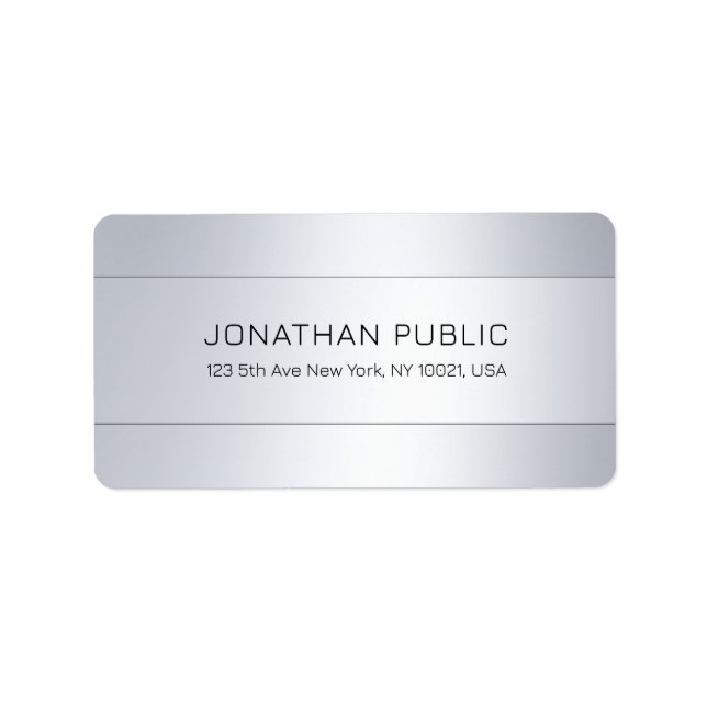 Faux Silver Elegant Modern Template Address Label (Front)
