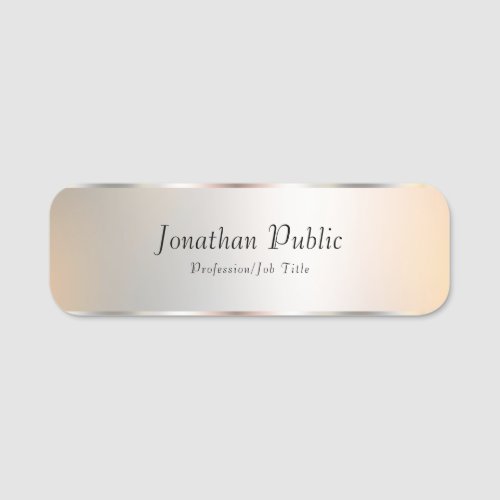 Faux Silver Elegant Professional Template Modern Name Tag