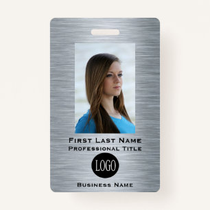 Faux Silver Employee Name Tags ID Badges Tag Badge