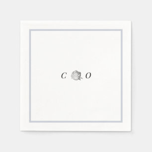 Faux silver floral monogram minimalist wedding napkins