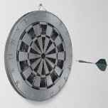 Faux Silver Foil Black Marble Faux Metallic Dart Board<br><div class="desc">A classic dartboard design with alternating  black marble and faux silver triangles. The outside circle is faux silver foil.</div>