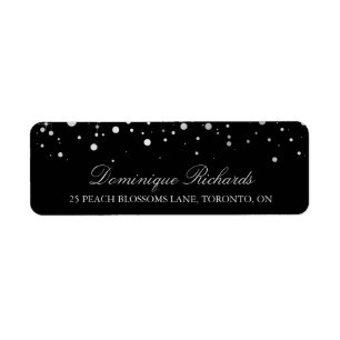 Faux Silver Foil Confetti Black & White I Label