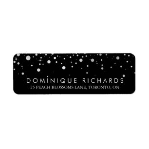 Faux Silver Foil Confetti Black & White II Label