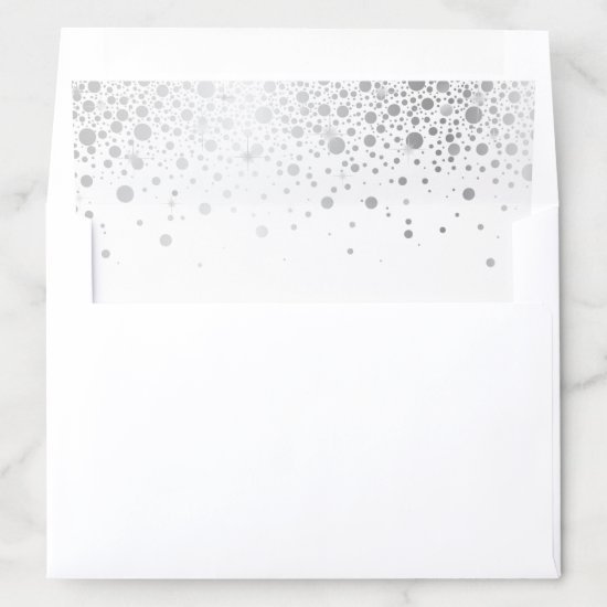 Faux Silver Foil Confetti Dots Elegant Envelope Liner
