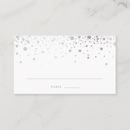 Faux Silver Foil Confetti Dots Elegant Wedding Place Card