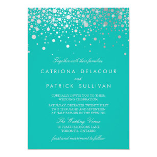 Turquoise Silver Wedding Invitations Zazzle