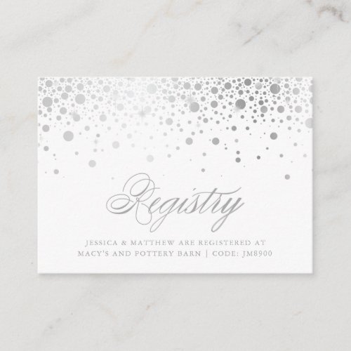 Faux Silver Foil Confetti Dots Wedding Registry Enclosure Card