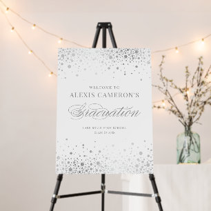 Faux Silver Foil Confetti Graduation Party Welcome Foam Board