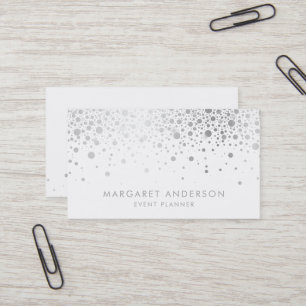 Faux Silver Foil Confetti Modern Business Card