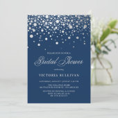 Faux Silver Foil Confetti | Navy Bridal Shower Invitation (Standing Front)