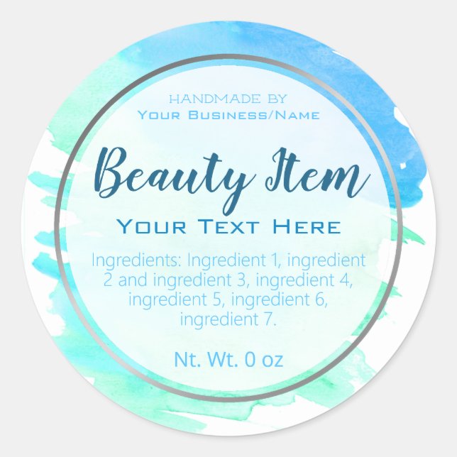 Faux Silver Foil Handmade Skin Care Business Classic Round Sticker (Front)