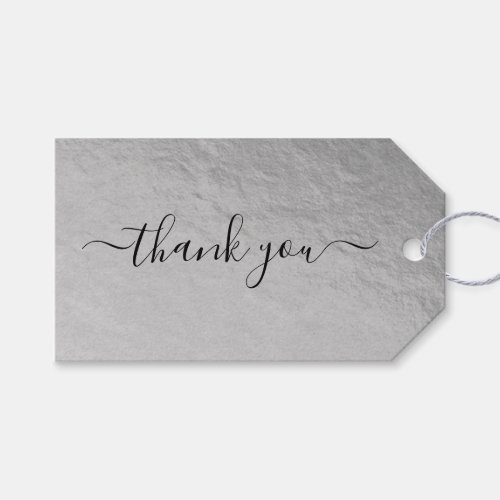 Faux Silver Foil Signature Script Thank You Gift Tags