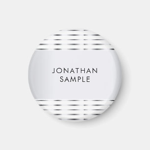 Faux Silver Glamour Elegant Modern Template Magnet