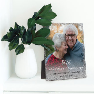 Faux Silver Glitter 50th Wedding Anniversary Plaque