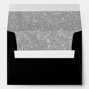 Faux Silver Glitter and Black Envelope