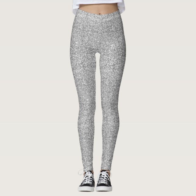 Faux Silver Glitter And Glamour Leggings (Front)