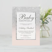 Faux silver glitter blush elegant Baby shower Invitation (Standing Front)