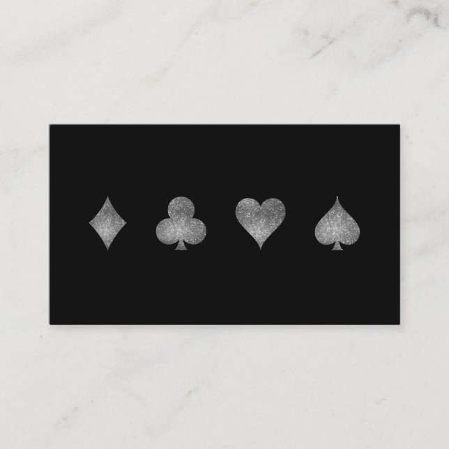 Faux Silver Glitter Casino Gaming Business Card (Front)