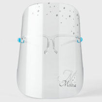 Faux Silver Glitter Confetti Name Silver Monogram Face Shield