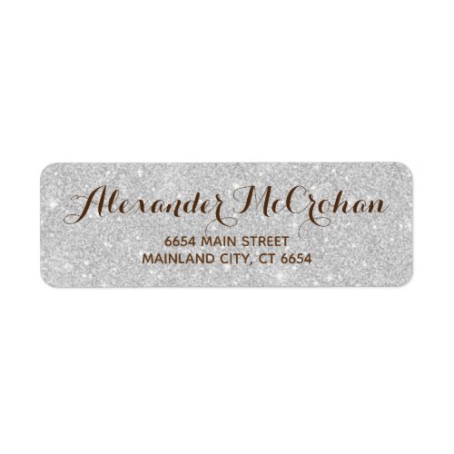 Faux Silver Glitter Foil Return Address Label