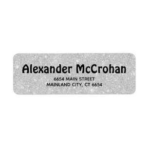 Faux Silver Glitter Foil Return Address Label