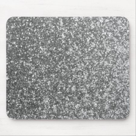 Faux Silver Glitter Glamour Girly Abstract Glam Mouse Pad