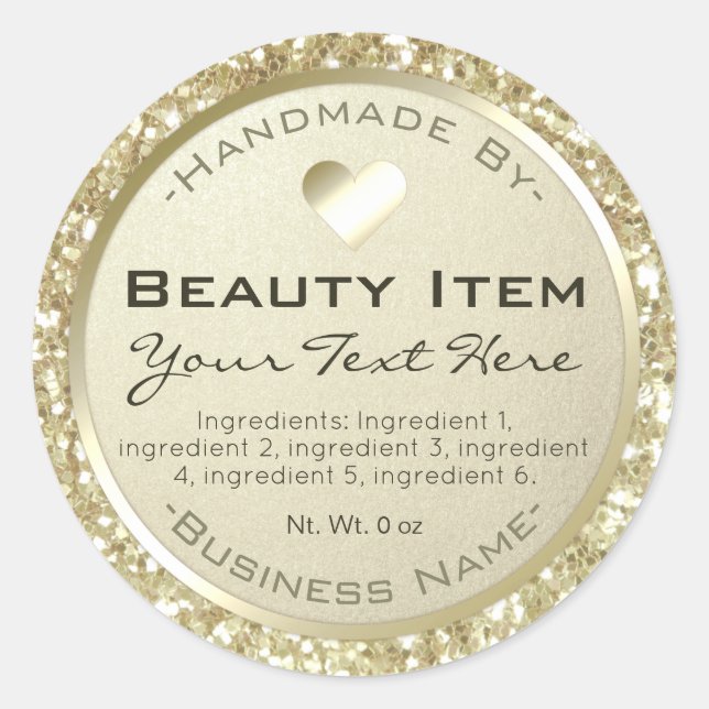 Faux Silver Glitter Handmade Skin Care Products Classic Round Sticker (Front)