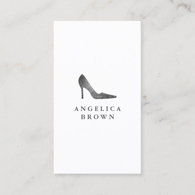 Faux Silver Glitter High Heel Shoe Business Card (Front)
