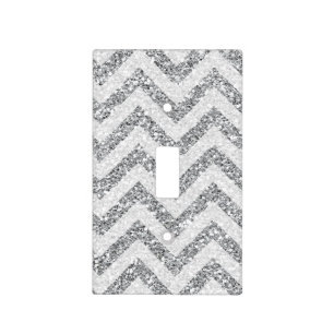 Faux silver glitter light switch cover