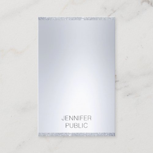 Faux Silver Glitter Modern Minimalist Template Top Business Card