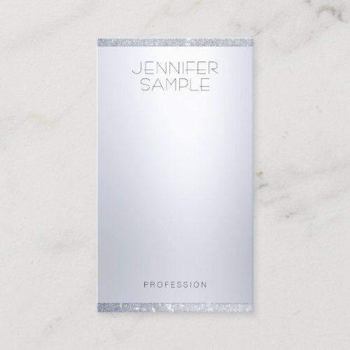 Faux Silver Glitter Modern Simple Elegant Template Business Card