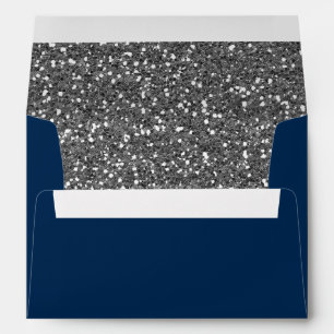 Faux Silver Glitter Navy Blue Envelope