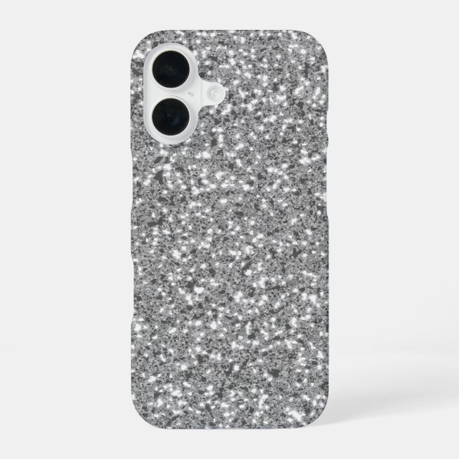 Faux Silver Glitter Pattern - Not Real Glitter Iphone Case (Back)