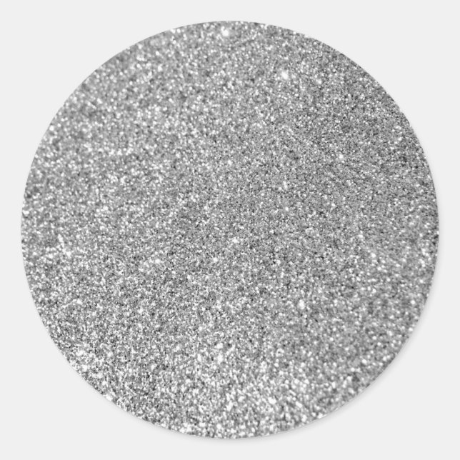 Faux Silver Glitter Photo Classic Round Sticker (Front)