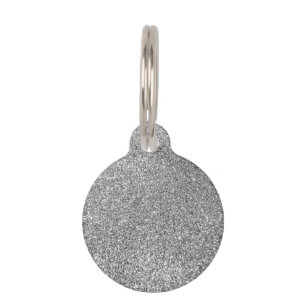 Faux Silver Glitter Photo Pet ID Tag