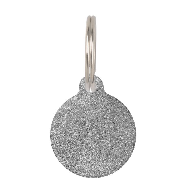 Faux Silver Glitter Photo Pet ID Tag (Front)