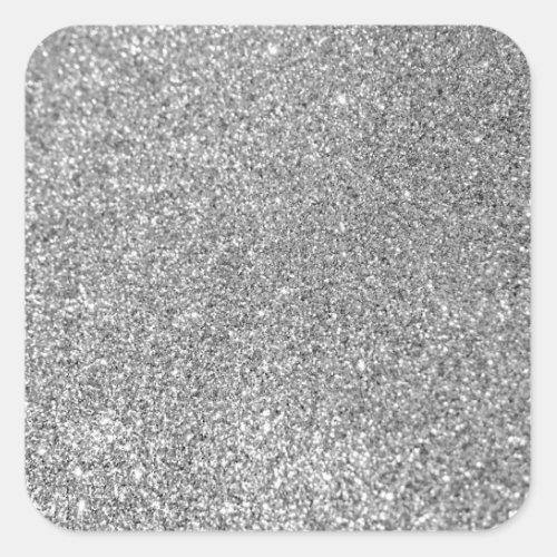 Faux Silver Glitter Photo Square Sticker