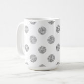 Faux Silver Glitter Polka Dots Pattern on White Coffee Mug (Front Left)
