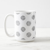 Faux Silver Glitter Polka Dots Pattern on White Coffee Mug (Left)