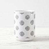 Faux Silver Glitter Polka Dots Pattern on White Coffee Mug (Center)