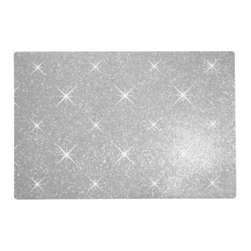 Faux silver glitter print luxury wedding placemats