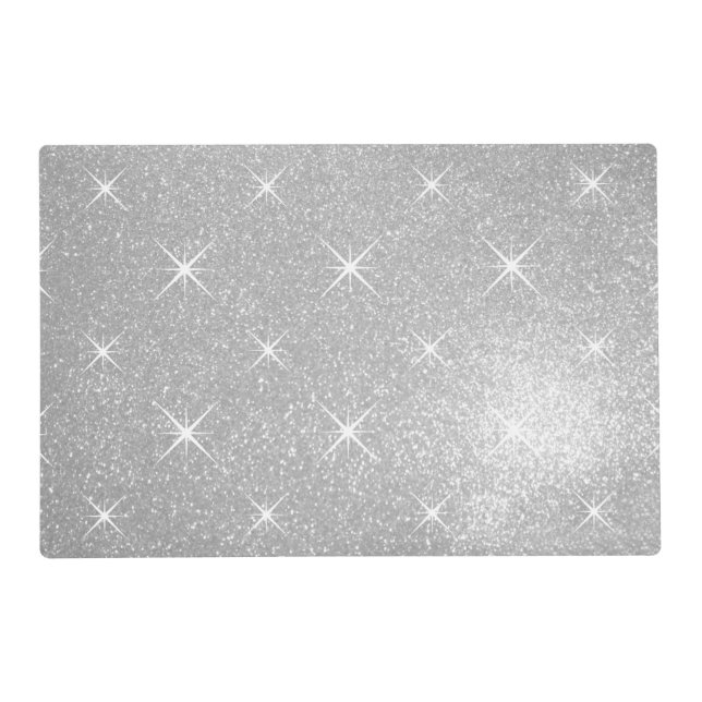 Faux silver glitter print luxury wedding placemats (Front)