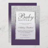Faux silver glitter purple elegant Baby shower Invitation (Front/Back)
